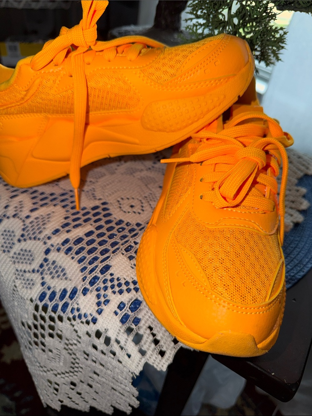 Puma RS Running System Women’s Neon Orange Lace-Up Sneakers- unisex - Picture 2 of 8